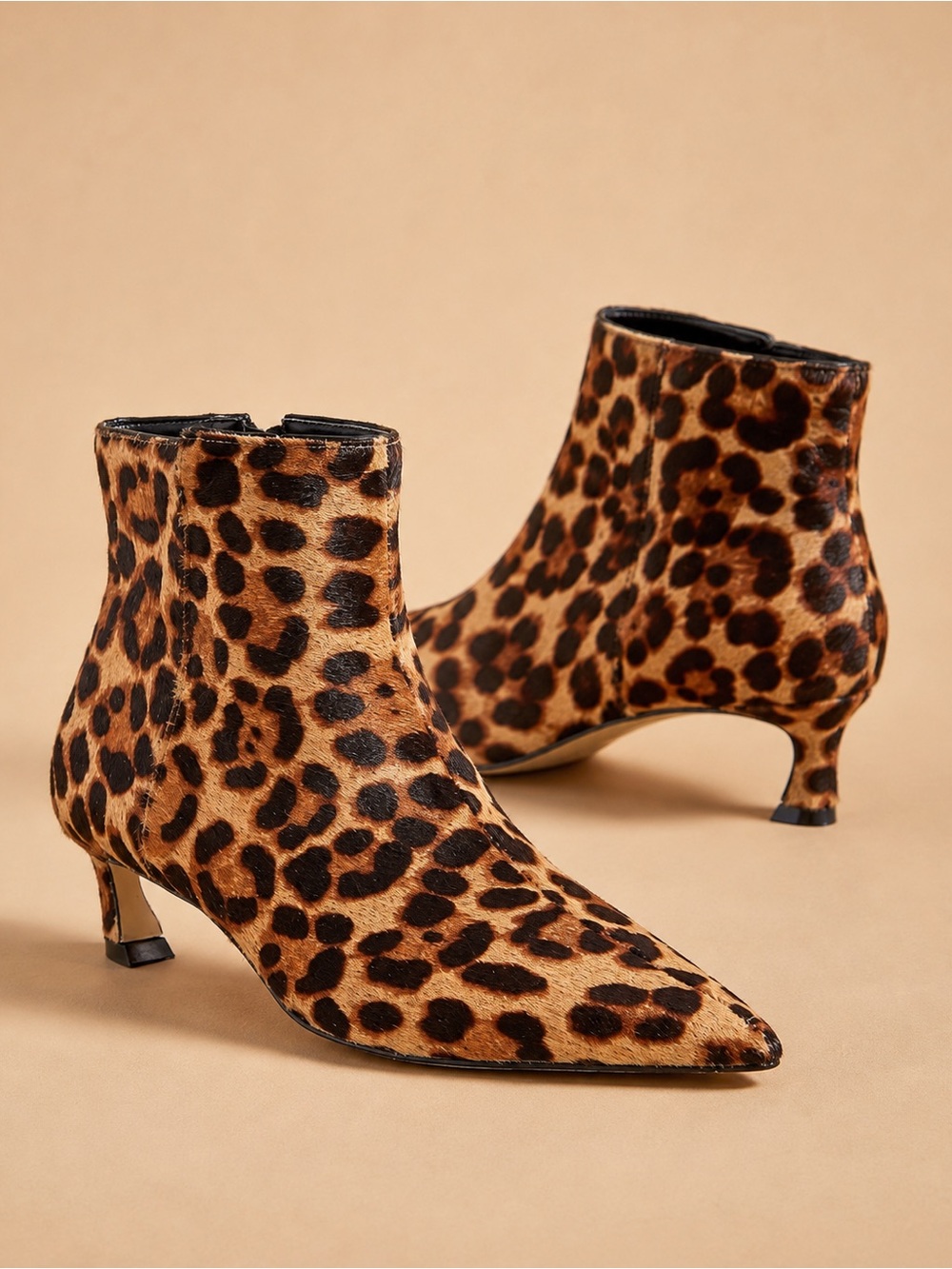 NWT Gianni Bini Georgina Leopard Calf Hair Kitten Heel Ankle Booties Sz 6.5